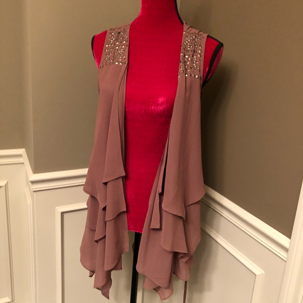 Sheer Cappuccino Colored Layered Vest - Picture 7 of 8